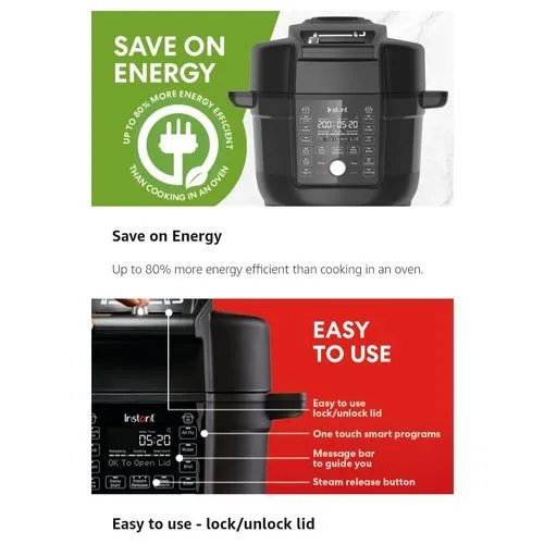 Instant Pot Duo Crisp Digital Multi-Cooker + Air Fryer – 1500W